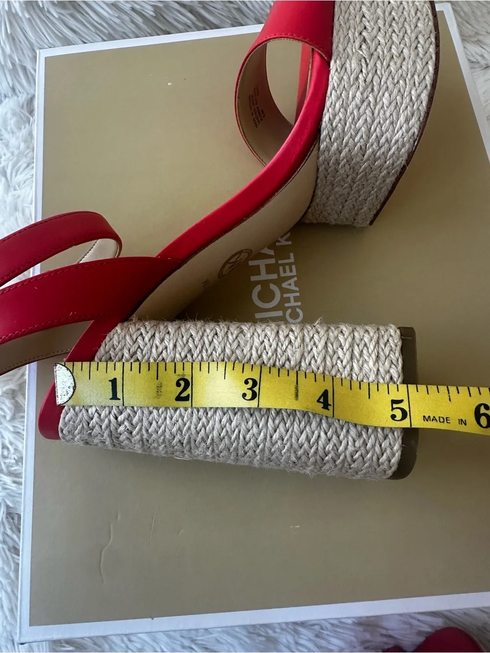 Michael Kors Ashton Platform Espadrille Block Heel Sandals Spiced Coral Red 8.5